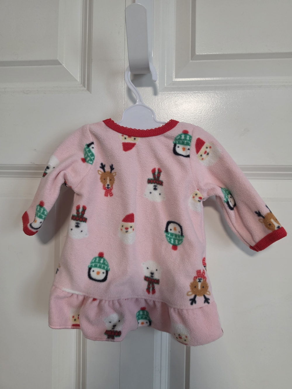Pink Holiday Fleece Dress with Festive christmas Print 18in doll fleece american
